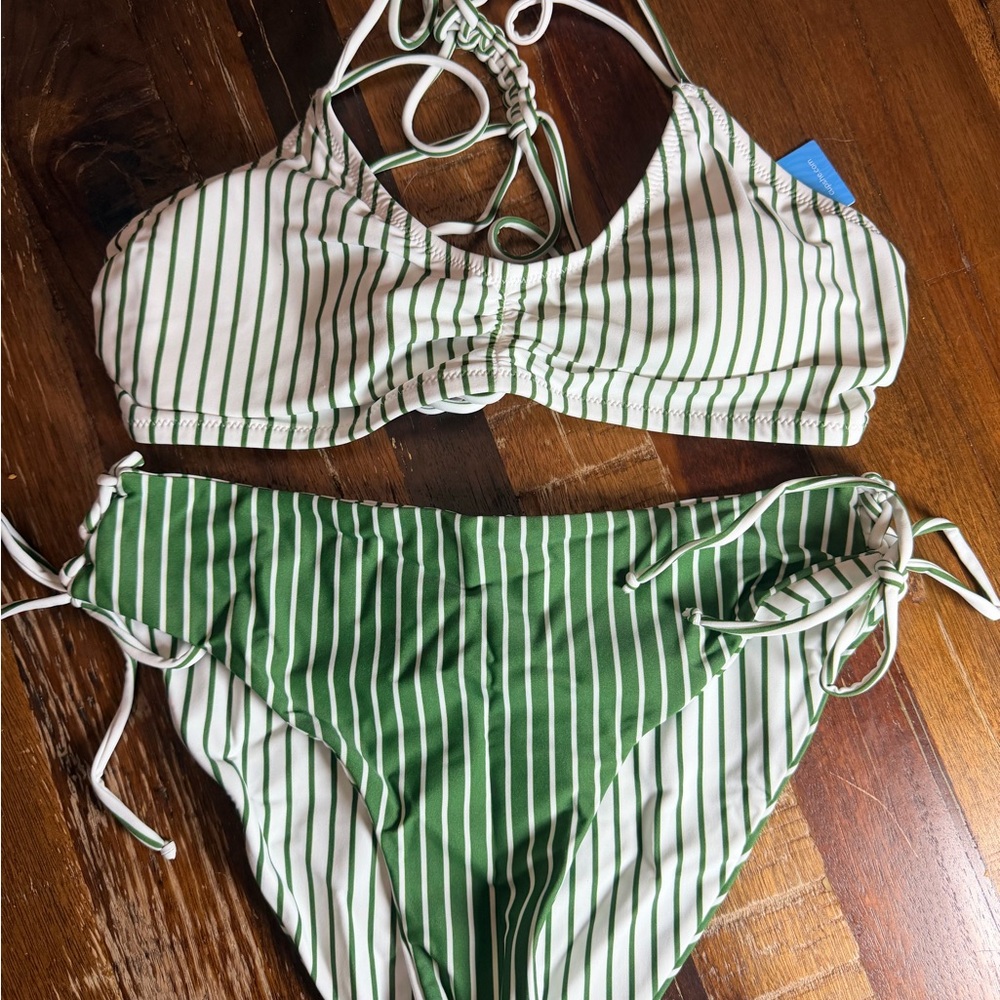 CUPSHE Reversible Bottom Braid Back Tie Side bikini Swimsuit Size LG